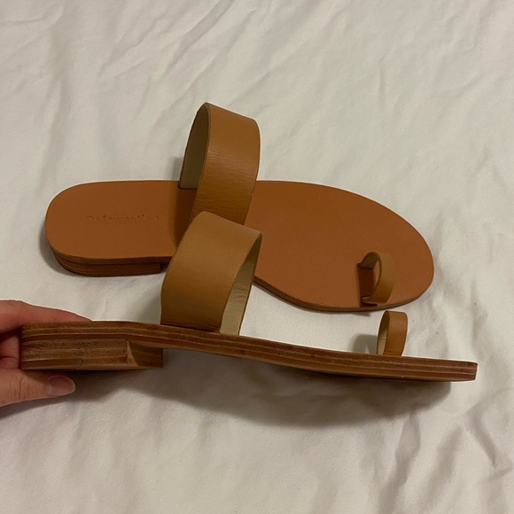 Reformation Mila Brown Leather Flat Sandals Size 7.5 - Picture 8 of 17